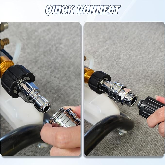 Pressure Washer Quick Connect Kit, M22-14mm to 3/8" Male Female Quick Disconnect Kit for Power Washer, 3/4 Inch Hose Fittings Adapter Set, Stainless Steel, 9 pcs
