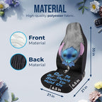 GENANY Blue Alien Car Seat Covers Set of 2, Breathable Front Seat Covers for Truck Sedan SUV, Cartoon Car Accessories, Cartoon Gift for Women Men