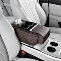 Car Armrest Cushion Cover Car Center Console Memory Foam Booster Pad with Storage Pocket and Tissue Hole for Sedan Vehicle (Cupholder - Coffee, 13.39 * 7.68 * 2.95'' / 34 * 19.5 * 7.5cm)