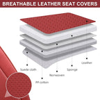 Auto Car Seat Covers Accessories Front Seat Leather Cushion Protector Breathable Waterproof Seat Cover for Cars Universal Fit (Wine, Front Pair)