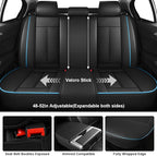 Fit for 98% of Mercedes Benz Car Seat Covers with Headrests, Premium Nappa Leather Seat Cover, Fully Wrapped Protect Modern Style Seat Cover (5-Seat Luxury, Black & Blue)