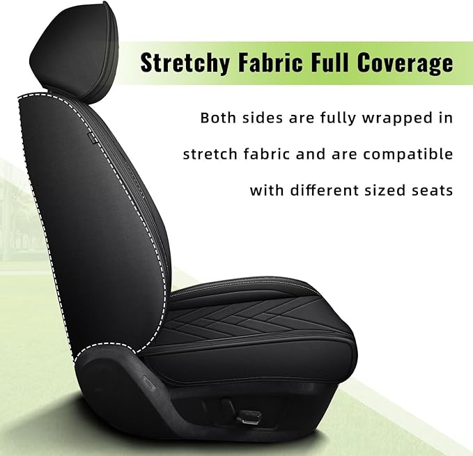 AOMSAZTO Car Seat Covers Fit for Kia Forte 2010-2025 2026 Premium Front Seat Covers Waterproof Leather Automotive Seat Covers Compatible with Airbag (2 Seats,Black)