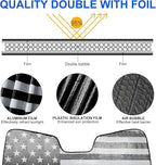 Windshield Sun Shade Compatible with Jeep Wrangler JK JKU JL JLU 1997-2023 & Jeep Gladiator JT 2020-2023 16.5"x52.5" Folding Front Window Sun Shade for Car Accessories (American Flag)