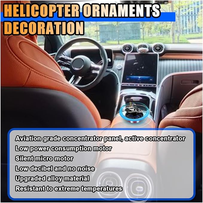 Helicopter Car Air Fresheners with Solar Rotating, Creative Car Perfume Decoration, Auto Airplane Fragrance Diffuser for Cars, Home, Office (Not Including the Fragrance) (Red)