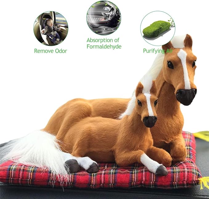 Ergocar Car Air Purifying Bags Cute Animals Odor Eliminator Bamboo Charcoal for Car Decoration & Eliminating Odors (Brown Horse-A)