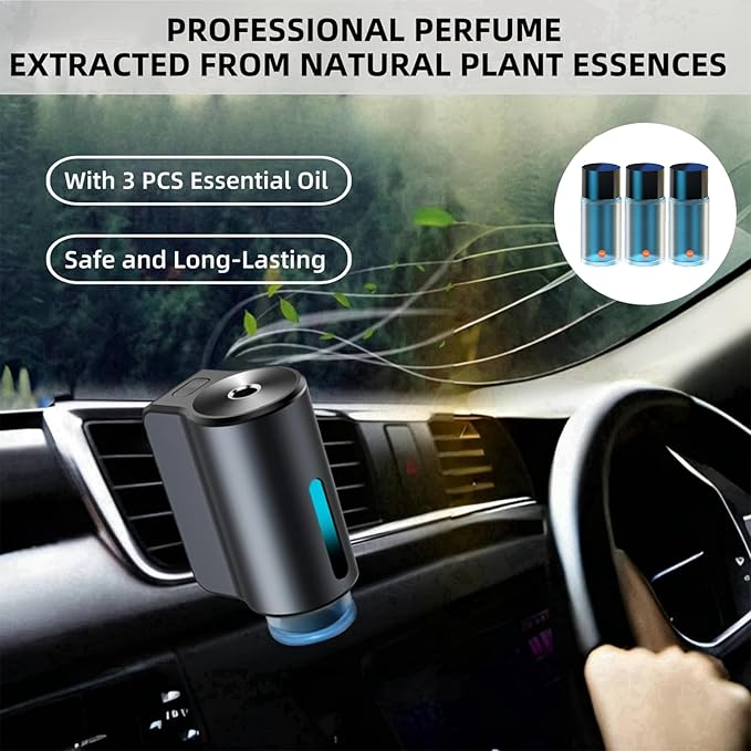 Car Air Freshener Diffuser with Three Adjustable, Rechargeable Car Diffusers, Car Fresheners Long Lasting (Ocean)