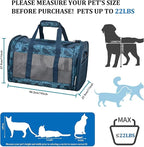 Soft-Sided Kennel Pet Carrier for Small Dogs, Cats, Puppy, Airline Approved Cat Carriers Dog Carrier Collapsible, Travel Handbag & Car Seat (Blue Cat Print, 19" L x 11" W x 11" H)