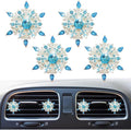 Bling 4Pcs Snowflake Air Vent Clips Car Air Freshener Outlet Clips Bling Rotatable Snowflake Car Vent Decorations Stress Relief Auto Accessories Toy Refillable (Blue)