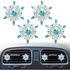 Bling 4Pcs Snowflake Air Vent Clips Car Air Freshener Outlet Clips Bling Rotatable Snowflake Car Vent Decorations Stress Relief Auto Accessories Toy Refillable (Blue)