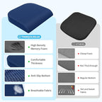 XLarge Seat Cushion, Memory Foam Cushion for Long Sitting Hours on Office Chair, Home & Car, Non-Slip Chair Pad for Relieving Back & Sciatica & Hip & Coccyx Pain (Blue)