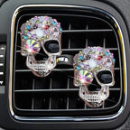 Bling Skull Air Vent Clips, 2 Pcs Crystal Skull Car Air Fresheners Vent Clips Diffuser Vent Clip Rhinestone Diamond Car Decoration Cute Interior Decor Bling Accessories for Women