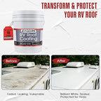 RV Roof Sealant - Professional Flexible Waterproof RV Roof Coating Solar Reflective White Paint for Rubber EPDM TPO Fiberglass Aluminum Camper, Trailer, RV Repair (5 Gallon)