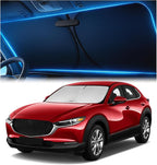 Windshield Sunshade for Mazda CX-30 2019-2025 2026 – Upgraded Double-Layer Design, Mirror Cut-Out, Blocks 99% UV Rays, Thick & Durable, Easy-Fold Mazda CX-30 Windshield Sun Shade