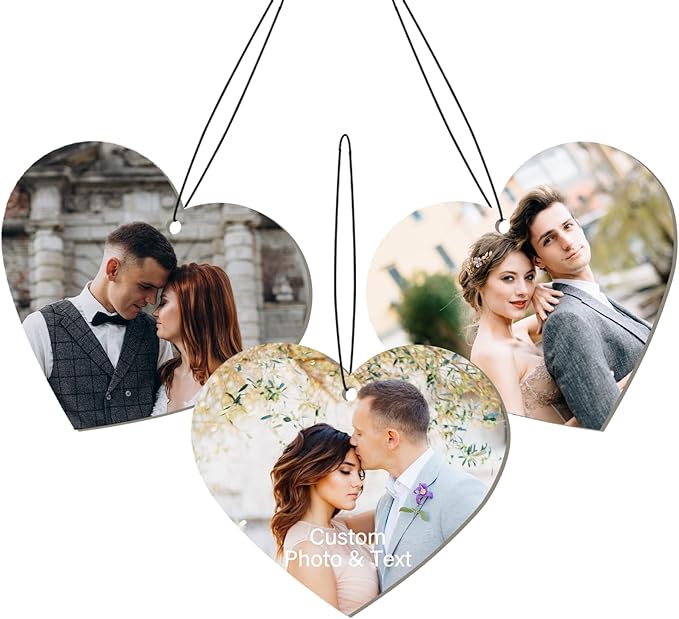 Custom Air Fresheners with Picture - Photo Air Freshener for Car,Double-Sided Customized Photo Text, Personalized Gift for Boyfriend Men Car (Heart)