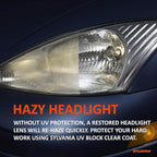 SYLVANIA UV Block Clear Coat Kit - Premium UV Headlight Protection for Vehicles - Includes Surface Activator, Protective Clear Coat & Applicator Towels - Long-Lasting - Restores to Like-New Condition