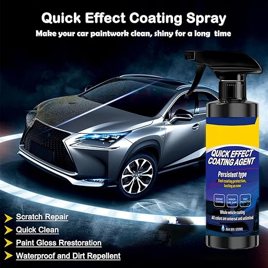 Quick Effect Coating Agent, Ceramic Coating Spray for Car Wax Polish Paint Scratch Repair Spray, Automotive Gloss & Shine Stuff Detailing Supplies, Adds Extreme Gloss, Depth, Shine & Protection-120ml