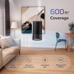 Airversa Dual-Nozzle Waterless Essential Oil Diffuser for Home Rechargeable Scent Diffusers with 5 Timer Settings, 4 Mist Levels with Vehicle Mode for Car Room Studio Office, Gold Metal
