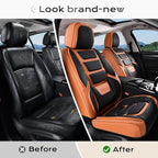 Coverado Car Seat Covers Full Set, Seat Covers for Cars, Front Seat Covers and Back Seat Cover Waterproof Leather Automotive Seat Cover, Universal Car Interior Protectors Cushion for Most Cars