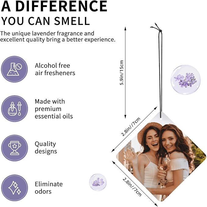 6-100PCS Diamond Custom Car Freshener with My Photo, Custom Photo Air Freshener, Car Customization Accessories, Customized Gifts for Boyfriend Anniversaries, New Driver Gift