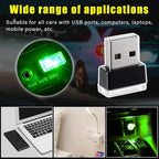 Augeny 4 PCS USB LED Car Interior Atmosphere Lamp, Plug-in USB Decor Night Light, Portable Auto Ambient Lighting Kit, Universal Vehicle Interior Accessories for Most Cars (Green)