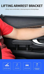 JEYODA Car Armrest Pad, Left Elbow Support, General Leather Booster Pad, Central Armrest Box, Adjustable Armrest (Grey)