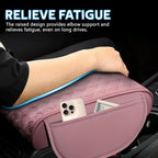 wuyaoyao Car Center Console Cover, 12.2"×8.27"×1.97" Leather Center Console Protector, Auto Armrest Pad with 2 Storage Pocket, Universal Armrest Cover Cushion for Most Cars, Trucks, SUVs (Pink)