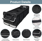Car Trunk Organizer,Heavy Duty Collapsible 95 L Capacity Car Trunk Storage Organizer,Multi-Compartment Pockets, Adjustable Straps - Ideal for Travel, Camping, Shopping,Perfect for SUV, Truck, Sedan