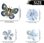 Bling Flower Air Vent Clips, 4 Pcs Blue Butterfly Car Air Fresheners Vent Clips Car Diffuser Diamond Car Decoration Car Interior Decor Daisy Cute Car Accessories for Women Girls