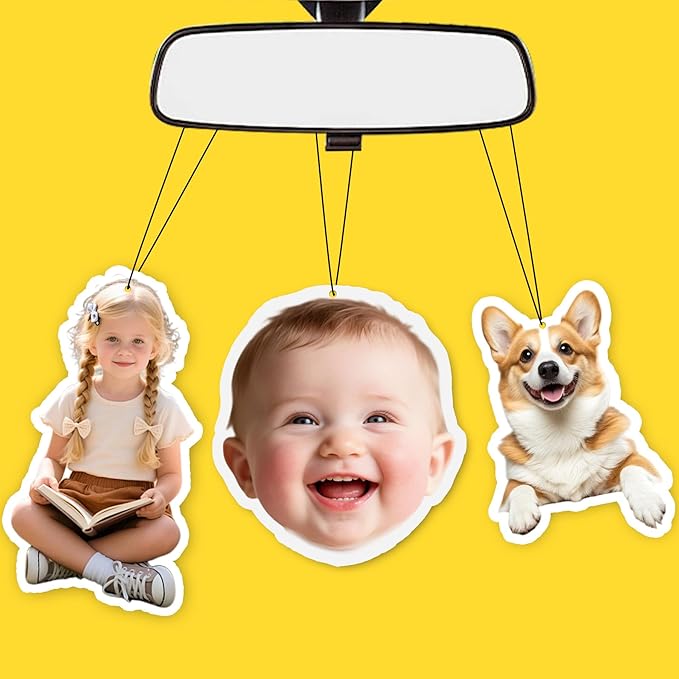 Custom Air Freshener with Picture, Personalized Car Air Freshener, Customized Double Sided Photo Air Fresheners, for Car, Wardrobe, Bathroom, Christmas Hanging Ornaments (Irregular Shape)