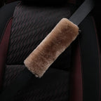 Soft & Cozy Australian Sheepskin Car Seat Belt Covers,2 Pack Fluffy Seatbelt Pads, Genunie Sheepskin Fur Shoulder Straps Cushions for Adults Kids Women and Men (Light Tan)