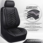 CAR PASS 3D Foam Faux Leather Car Seat Covers Full Set,Waterproof Leather Seat Cover for Cars,Luxury Universal Fit for SUV Truck Sedan Automotive, Armrest Airbag Compatible Anti-Slip, All Black