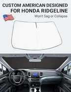 Proadsy 2026 Upgrade Windshield Sun Shade Custom Fit Honda Ridgeline 2017-2025 2026 4-Layer Foldable Front Sunshade Protector Sun Visor Blocks UV Rays Keep Car Cooler