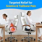 Seat Cushion for Tailbone & Sciatica Pain Relief - Plush Yet Supportive Ergonomic Memory Foam Chair Cushions for Office Chair, Car, Wheelchair,Airplane & Long Sitting (Gray)