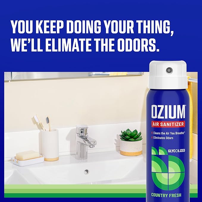 Ozium Air Sanitizer & Odor Eliminator for Homes, Cars, Offices and More, Country Fresh, 3.5 Ounce (Pack of 4)
