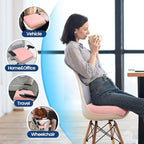 Seat Cushion for Tailbone Pain Relief, Office Chair Cushion, Memory Foam Large Chair Cushion with Non-Slip Cover for Soft Support at Office Chair, Car Seat, Airplane Pink/X-Large