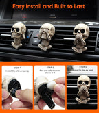 Skull Decor Car Air Freshener Vent Clips, Goth Decor Interior, Gothic Funny Decoration Halloween Horror Skeleton Car Accessories, Skull Stuff Spooky Gifts for Men Women Teens