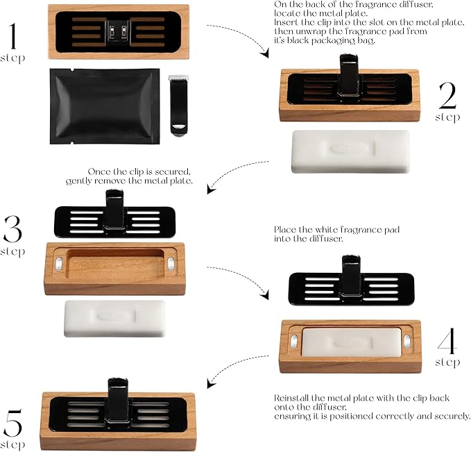 4 Packs Pine&Sage Scented Natural Wood Vent Clips,【No More Stuffy Air】 Odor Eliminator Car Scents Air Freshener Refills, Long Lasting Fragrance Diffuser, SUV Essentials Gift for Men