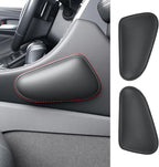2PCS Car Knee Cushion Pad, Door Armrest Pad with Memory Foam for Knee Leg Elbow, Leather Knife-Shaped Car Armrest Cushion with Full Coverage Velcro, Automotive Interior Accessories(Black)