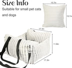 Dog Car Booster Seat, for Small Dogs Under 30 lbs, Detachable Washable Travel Bed with Storage Pockets and Safety Belt (Beige, Medium)