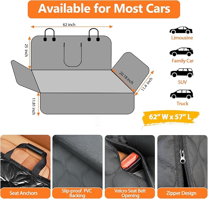URPOWER Dog Car Seat Cover for Back Seat - Waterproof Car Seat Protector for Child Carseat & Pets, Nonslip Car Seat Covers for Full Size SUVs & Trucks