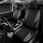 CAR PASS Quilting Leather Seat Covers Full Set,Universal Waterproof Deluxe PU Premium Car Seat Cover with 5mm Composite Sponge Inside,Airbag Compatible,Front and Rear Seat Cover for Sedan SUV Van,Gray