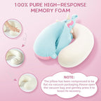 Toddler Neck Pillow, Kids Travel Neck Pillow for Traveling with Eye Mask, Toddler Cute Unicorn Airplane Travel Essentials, Memory Foam Car Flight Sleeping Headrest for Baby Boy Girl Child Gift (Blue)