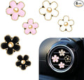 6PCS Daisy Flower Air Vent Clip, Cute Car Air Fresheners Clips, Refillable Auto Air Conditioning Outlet Clips Diffuser, Air Vents Decorations for Women and Girl (Black, White, Pink)