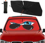 Funny Eye Print Car Sunshade Umbrella Retractable Sun Shade for Car Windshield Umbrella Heat Insulation Protection UV Block Front Window Covers for Auto Sedan SUV Pickup Windshield Sunshades