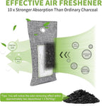 CLEVAST Activated Bamboo Charcoal Odor Absorber - 6 x 60g Air Purifying Bags Natural Fresh, Deodorizer and Moisture Eliminator for Home, Closet, Shoes, Car Air freshener Grey