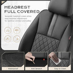 Coverado Car Seat Covers Full Set, Automotive Leather Seat Covers for Car，Universal Fit Front Back Seat Cover, Non-Slip Waterproof Breathable Car Seat Protector