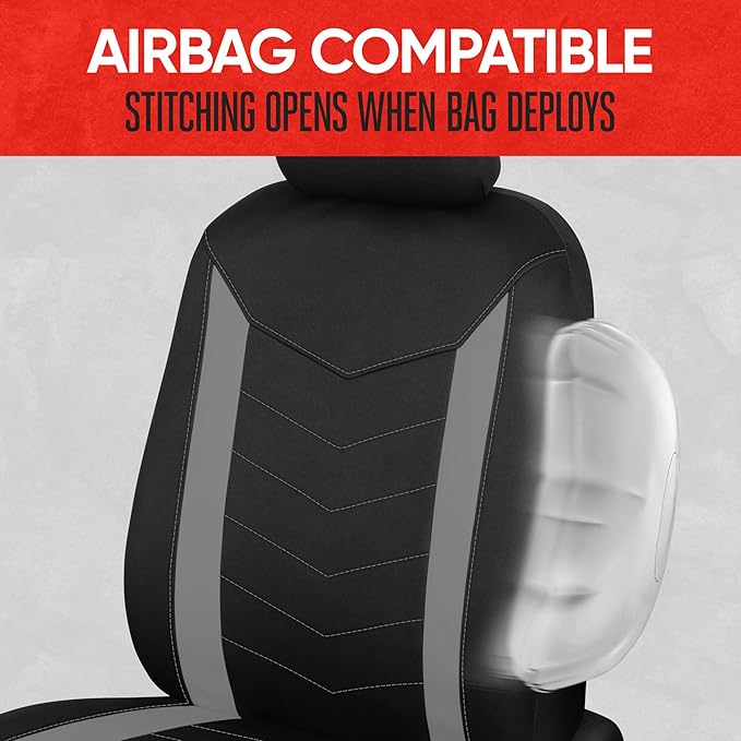 Motor Trend Neoprene Waterproof Seat Covers for Cars, Trucks, & SUV – Black & Gray Automotive Interior Protectors - Rear Split Bench Protector for Kids Dogs & Pets – Forros para Asientos de Carro