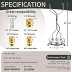 30'' Pressure Washer Surface Cleaner with 4 Wheels - Stainless Steel Surface Cleaner for Pressure Washer Attachment for Concrete, Driveway, Patio, Sidewalk, Deck and Driveways