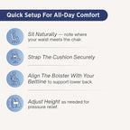 Lumbar Support Pillow for Office Chair - Lower Back Pain Relief Cushion with Adjustable SpineAlign™ Bolster, Memory Foam Pillow for Car, Couch, Gaming Seats - Dual Straps, Dark Grey