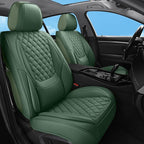 Car Seat Covers Full Set Purple, Luxury Faux Leather Waterproof Non-Slip Women Seat Protector Universal Fit for Most Cars SUVs Trucks Pick-ups,Car Interior Accessories (Green-Full Set)